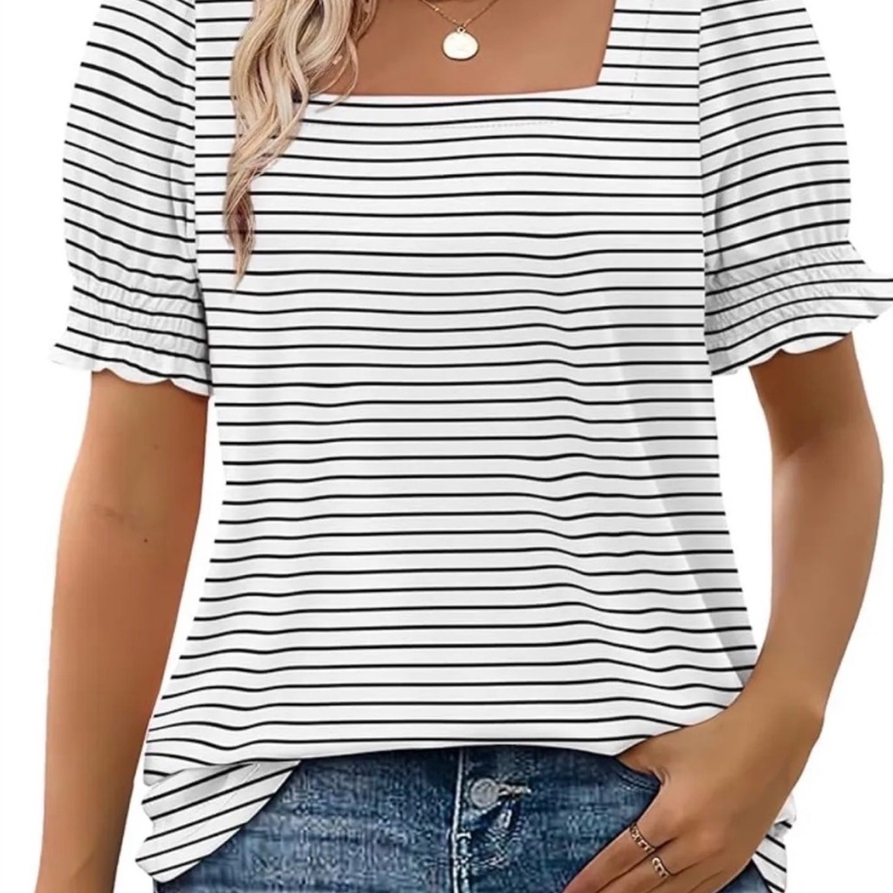 Classic Black and White Striped Blouse